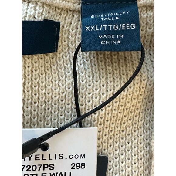 NEW Perry Ellis Men's XXL 100% Cotton Thin Summer Spring Sweater Full Zip Cream - Picture 9 of 11